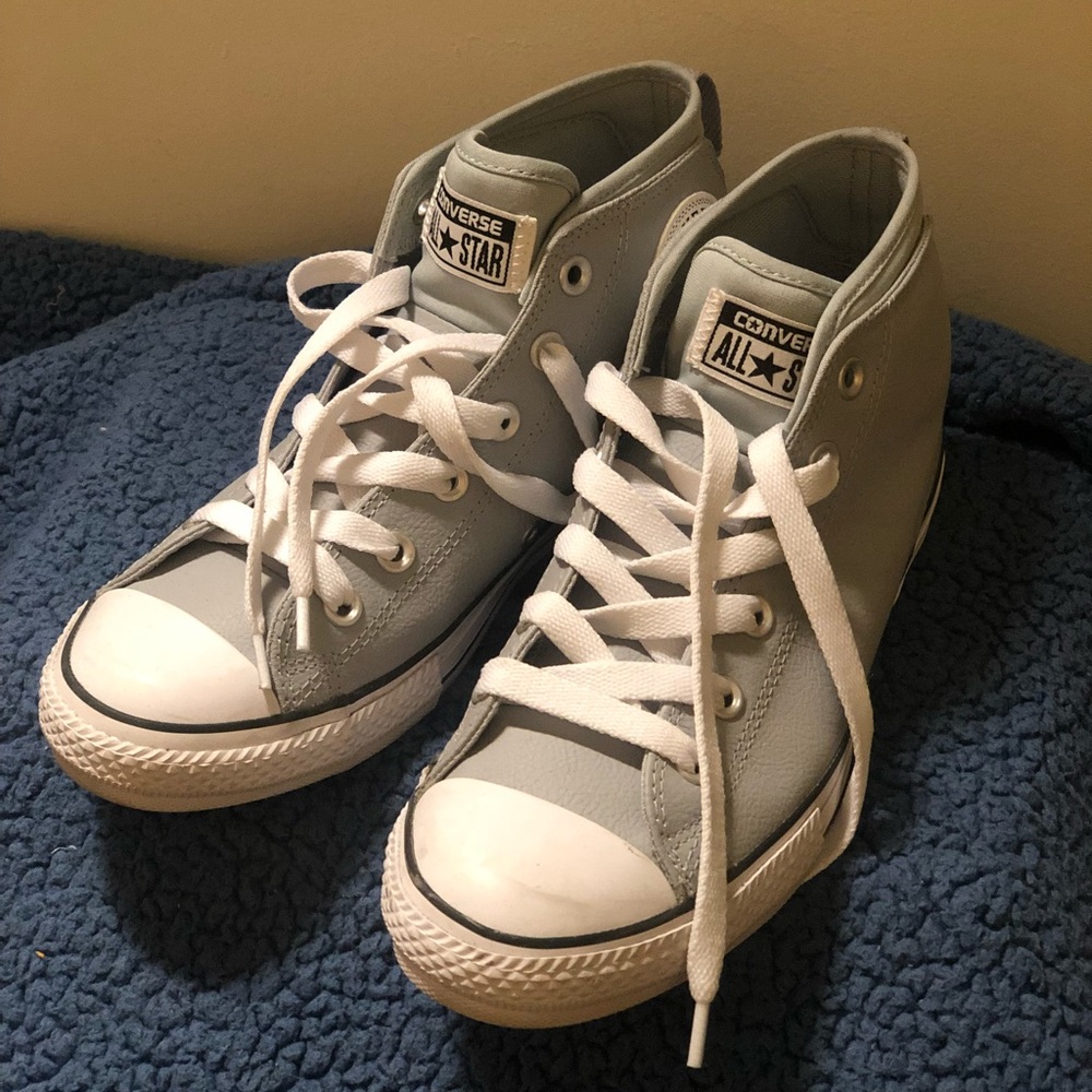 3/4 Leather Grey Converse Sneakers